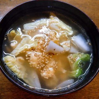 白菜の卵炒めの中華スープ